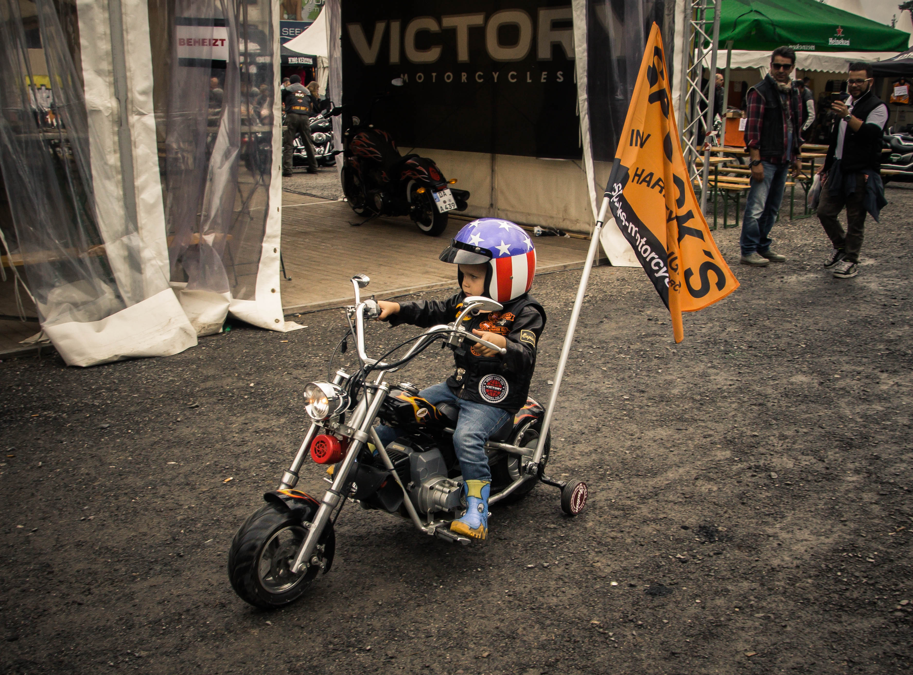 Harley riders and bikes gathered at the lakeside HOG European flagship rally, European Bike Week 2014, Faaker See, Austria.