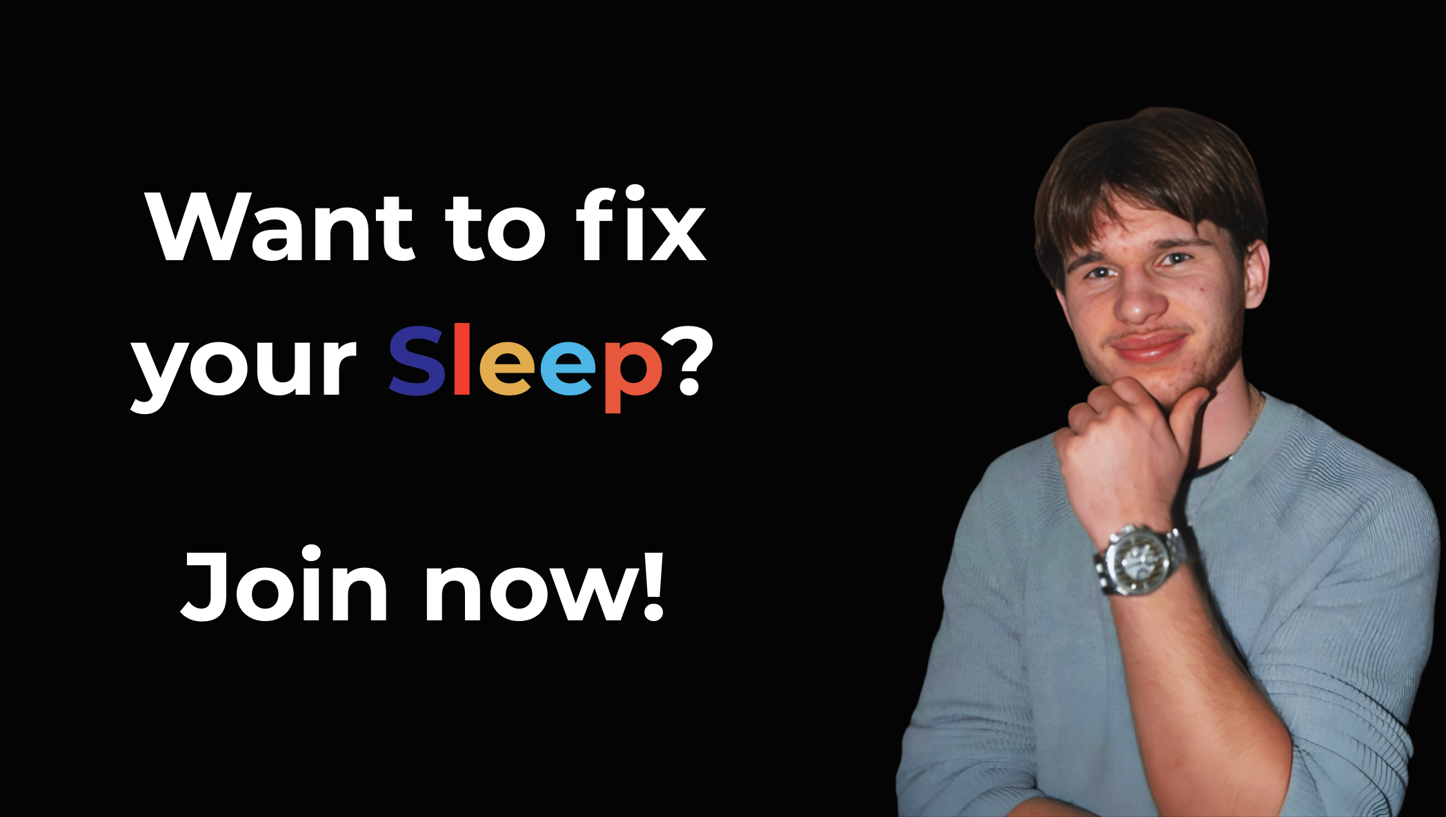 Promotional graphic for Better Sleep Skool encouraging viewers to improve their sleep and join.