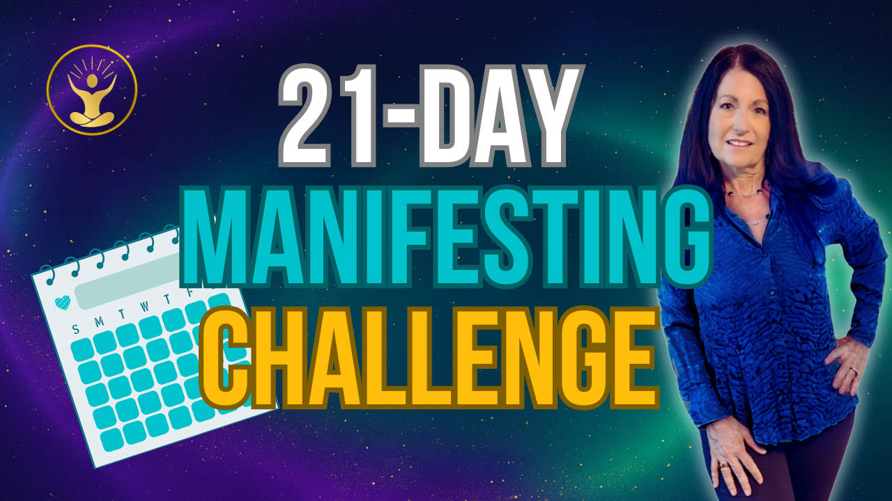 Promotional thumbnail for the 21-Day Manifesting Challenge with a calendar and instructor's photo.